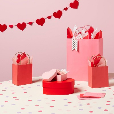 9"x8.5"x3.3" Valentines Day Heart Gift Box with Lid Red - Spritz