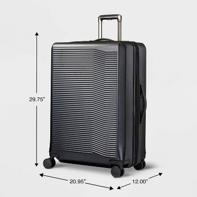 Signature Hardside Large Checked Spinner Suitcase Matte Black - Open Story