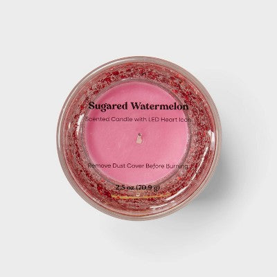 2.5oz LED Gel Light Up Heart Candle Sugared Watermelon - Room Essentials
