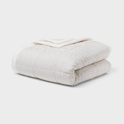 Twin/Twin Extra Long Quilted Down Alternative Bed Blanket Ivory Dash - Room Essentials: Woven, Reversible, STANDARD 100 by OEKO-TEX