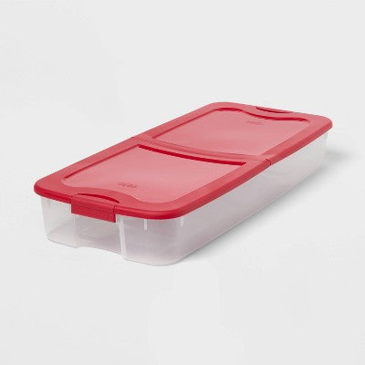 74qt Ultra Clear Christmas Underbed Box with Lid and Latch Red - Brightroom (LOCAL PICKUP ONLY)