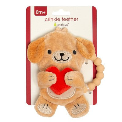 Pearhead Silicone Plush Teether - Dog - Valentine's Day