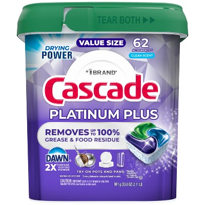 Cascade Fresh Platinum Plus Action Pacs Drying Power Dishwasher Detergents - 62ct