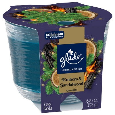 Glade 3 Wick Fall Candle in Glass Jar - Embers & Sandalwood - 6.8oz