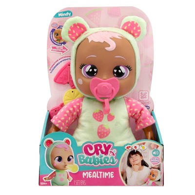 Cry Babies Meal Time Mindy: with Pink Hair, Purple Eyes, Plastic Material