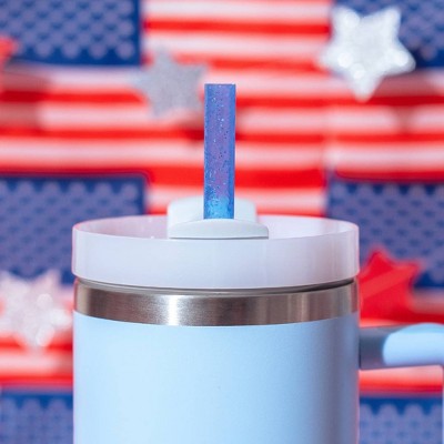 CharCharms 6pk 40oz Americana Glitter Straws
