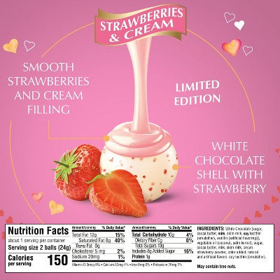 Lindt Lindor Valentine's Day Strawberries & Cream White Chocolate Truffles - 0.8oz