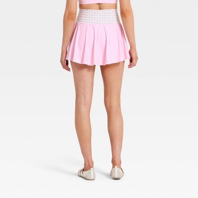 Women's Knit Flowy Skort - JoyLab Light Pink Polka Dot M