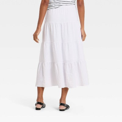 Women's Tiered Skirt - A New Day White M