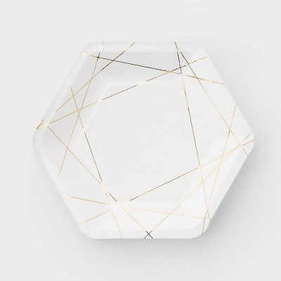 50ct Gold/White Snack Plates - Spritz