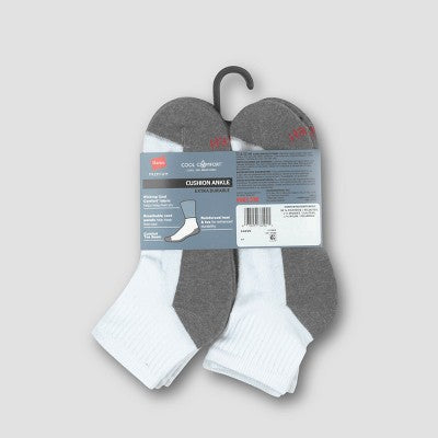 Hanes Premium Men's Cool Comfort Ankle Socks 10pk - White 6-12