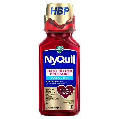 Vicks NyQuil High Blood Pressure Cold & Flu Liquid - Acetaminophen - 8 fl oz