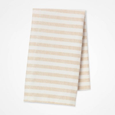 Performance Sateen 300 Thread Count Body Pillow Cover Khaki Stripe - Threshold