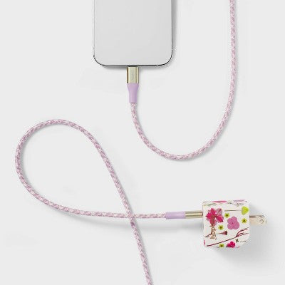 2-Port Wall Charger with 6' Lightning to USB-C Cable - heyday Floral