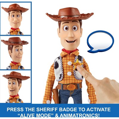 Disney and Pixar Toy Story 5 Ultimate Action Woody Figure, Simple & Animated Mode, 16" Posable