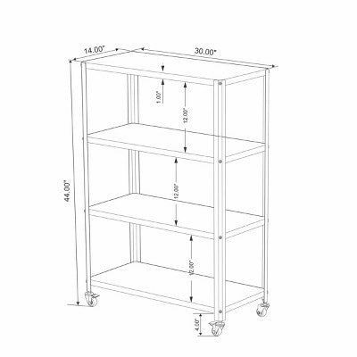 Small 44" 3 Shelf Rolling Metal Bookcase Chalk White - Room Essentials (LOCAL PICKUP ONLY)
