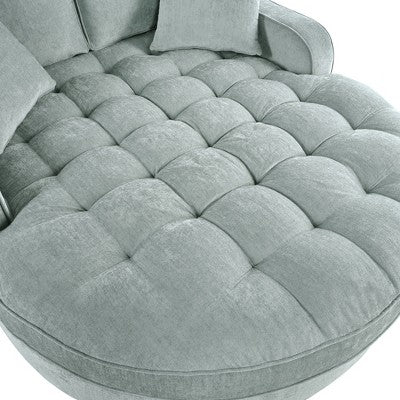 Christopher Knight Home Cynn Modern 55" Wooden Chenille Upholstered Chaise Lounge Sofa Bed with Tufted Seat and Detachable Pillows, Blue (LOCAL PICKUP ONLY)