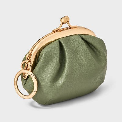 Mini Kiss Lock Pouch Bag Charm - A New Day Olive Green