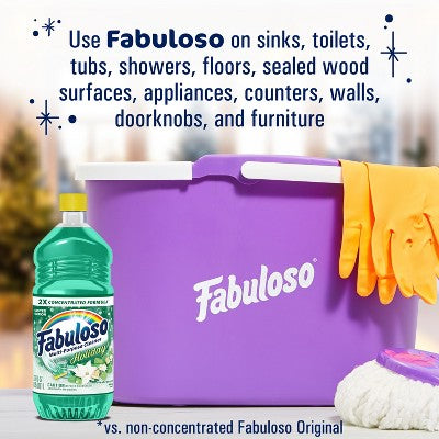 Fabuloso Limited Edition Winter Mint Multi-Purpose Cleaner, 2X Concentrated Formula, Floor Cleaner - 33.8 fl oz Bottle