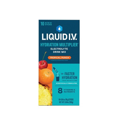 Liquid I.V. Hydration Multiplier Vegan Powder Electrolyte Supplements - Tropical Punch - 0.56oz/10ct