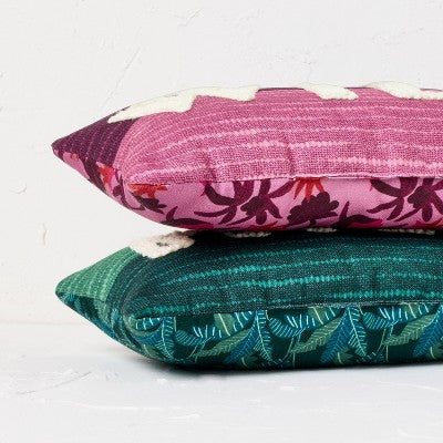 2pk 8"x13' Mild and Wild Oblong Decorative Pillows Pink/Teal - Opalhouse designed with Jungalow: Woven Polyester, Indoor Use