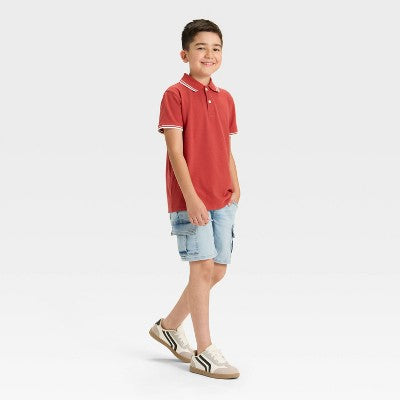 Boys' Short Sleeve Tipping T-Shirt Cat & Jack Brick Red/White XS