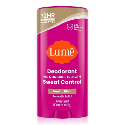 Lume Deodorant Plus Sweat Control Clinical Strength Smooth Solid Stick Antiperspirant - Vanilla Bliss - 2.6oz