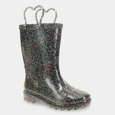 Girls Western Chief Toddler Abby Glitter Boots - Black 7T