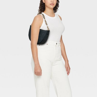 Slouched Half-Moon Shoulder Bag - Universal Thread Black: Handbags, Metal Handle