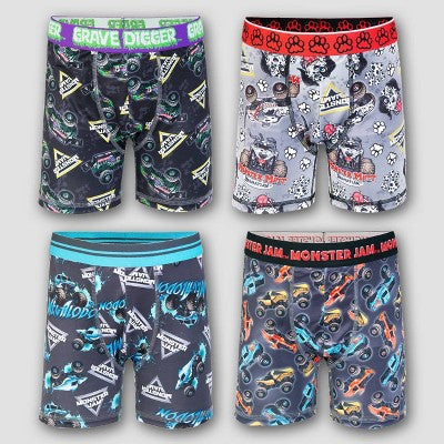 Boys' Monster Jam 4pk Boxer Briefs - 4