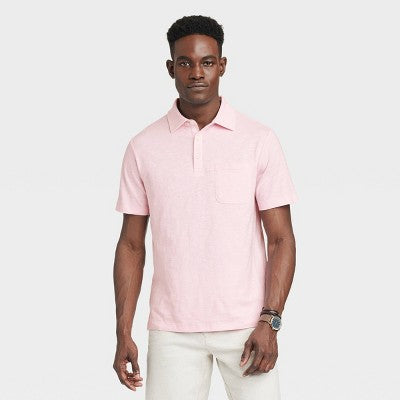 Men's Slub Jersey Polo Shirt - Goodfellow & Co Pink L