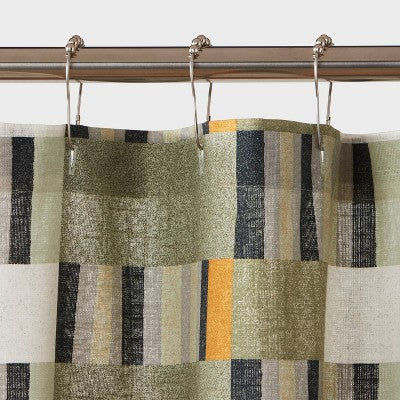 Modern Geo Shower Curtain Green - Threshold