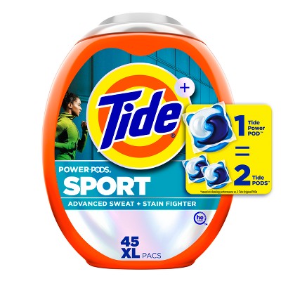 Tide Sport Power Pods HE Compatible Febreze Odor Eliminator Laundry Detergent Soap Pacs - 45ct