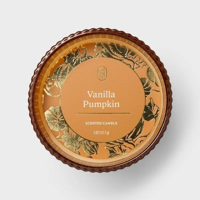 Mini Ribbed Glass Candle Vanilla Pumpkin - Threshold