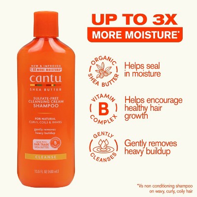 Cantu Shea Butter Hair Cleansing Cream Shampoo - 13.5 fl oz: Vegan, Sulfate-Free, Coconut Scent, Daily Use
