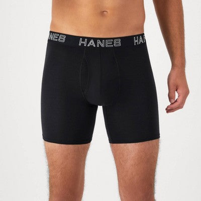 Hanes Premium Men's 3pk Boxer Briefs Total Support Pouch - Gray/Black S: Recycled Polyester, Lyocell, Spandex, Moisture Wicking, Breathable Mesh