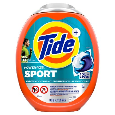 Tide Sport Power Pods HE Compatible Febreze Odor Eliminator Laundry Detergent Soap Pacs - 45ct