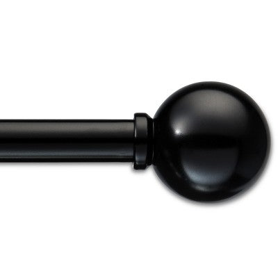 48"-84" Drapery Cafe Rod Ball Black - Room Essentials: Adjustable Metal Curtain Rod, Single, Painted Finish (LOCAL PICKUP ONLY)