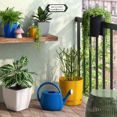 Square Self-Watering Plastic Indoor Outdoor Planter Pot Gray 6"x6" - Room Essentials