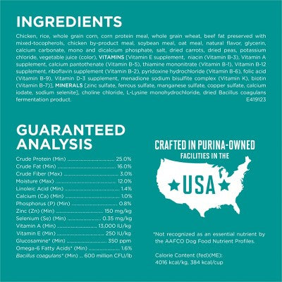 Purina ONE SmartBlend Natural Digestive & Probiotic Health Rice and Chicken Flavor Dry Dog Food - 16.5lbs (LOCAL PICKUP ONLY)