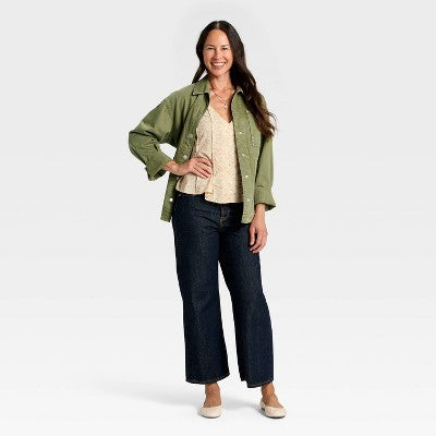 Women's Relaxed Barn Denim Coat - Universal Thread Green S