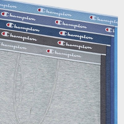 Champion Men's Iconic Essentials 5pk Wicking Boxer Briefs -Heathered Blue/Gray S