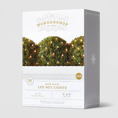 90ct LED Smooth Sphere Christmas Net Lights Warm White with Green Wire - Wondershop