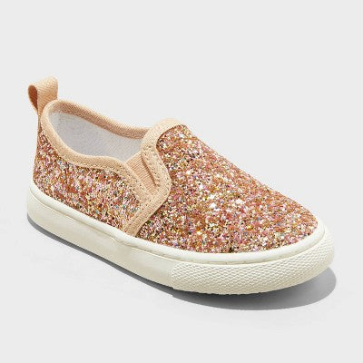 Girls Madigan Slip-On Glitter Sneakers Cat & Jack Rose Gold 12T