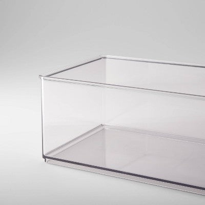 12" x 6" x 4" All Purpose Storage 1/2 Storage Bin - Brightroom: Clear Plastic Decorative Container, No Assembly Required