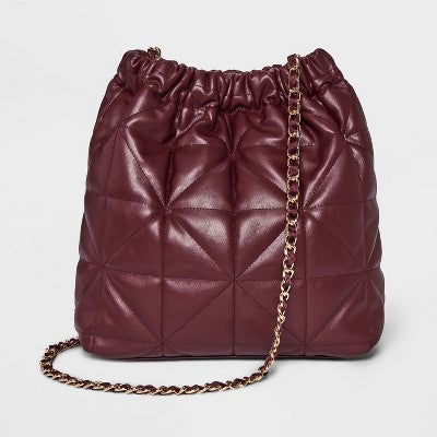 Rouched Chain Crossbody Bag - A New Day Dark Red