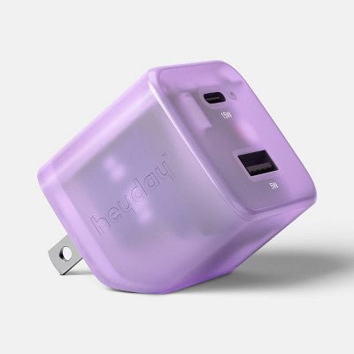 Dual Port 20W Translucent Jelly Wall Charger - heyday Lavender: USB-C, Quick Charge