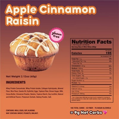 Prime Bites Apple Cinnamon Raisin Protein Mini Muffins - 15g Protein - 2.12oz