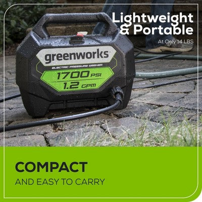 Greenworks 1700 PSI Corded Electric Pressure Washer (LOCAL PICKUP ONLY)
