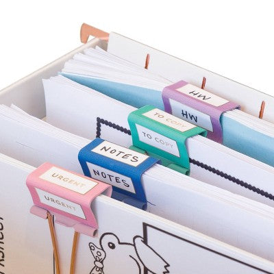 U Brands 15ct DIY Binder Clips with Labels - Soft Brights